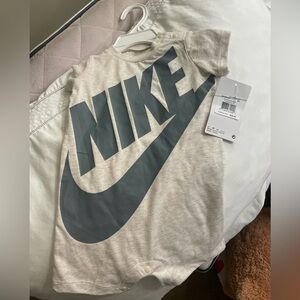 Nike Cream and Gray Baby Onesie